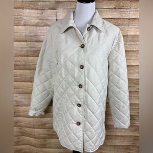 Orvis Womens  Quilted Barn Coat Button Front Utility Jacket size Large